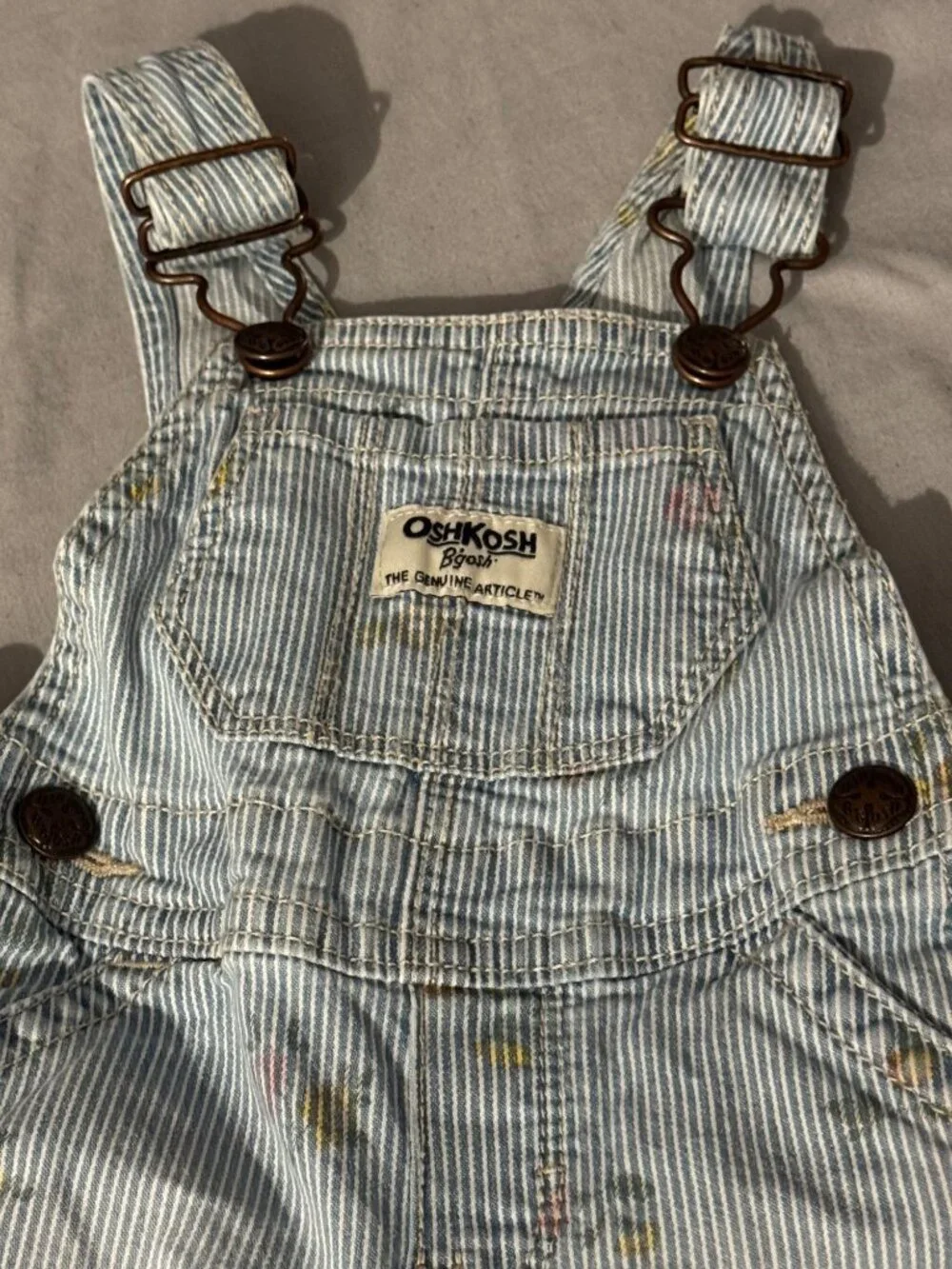 OshKosh B’gosh Baby Girl Striped Floral Vestbak Overalls 0-3 Months